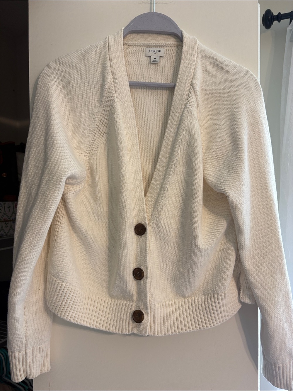 J. Crew Cream V-Neck Button Cardigan